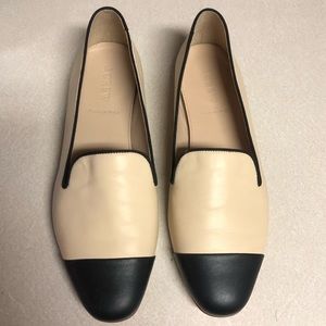 J. Crew Beige Black Cap Toe Darby Leather Loafers